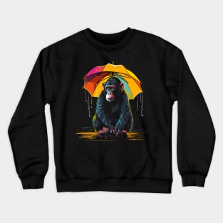 Monkey Rainy Day With Umbrella Crewneck Sweatshirt